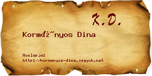 Kormányos Dina névjegykártya